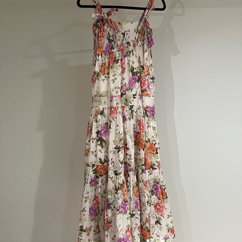 Zimmermann White and Pink Spaghetti Strap Maxi Sundress